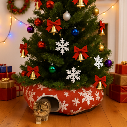 Túnel de Navidad 2 en 1 (Falda + Cueva para Gatos)