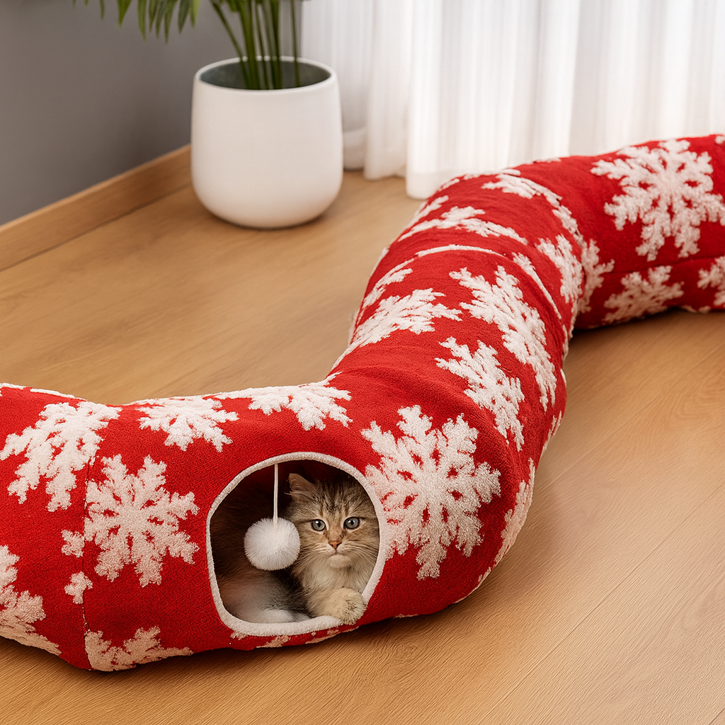 Túnel de Navidad 2 en 1 (Falda + Cueva para Gatos)